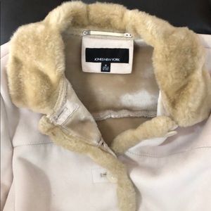 Jones New York tan suede and faux fur lined coat